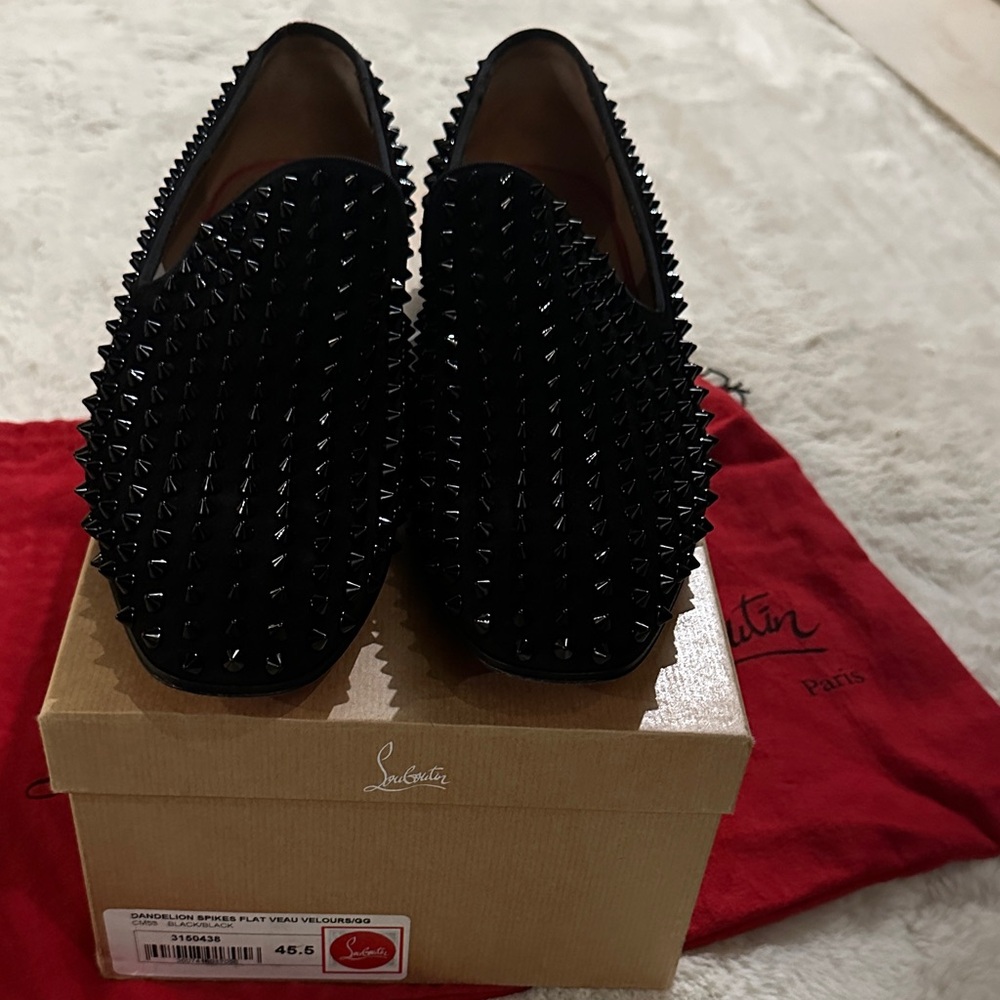 Christian Louboutin Black Studded Loafers